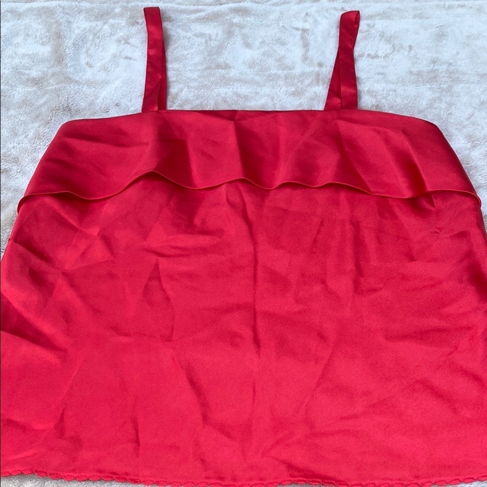 Vintage Chic h.i.m. Red Ruffled Size Medium Camisole Sexy Coquette Layering